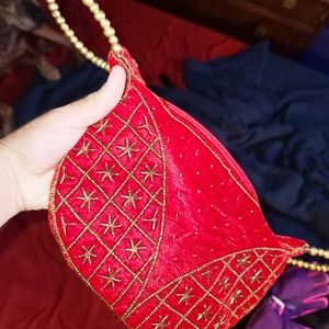 Vintage Red Felt Cluth Bag